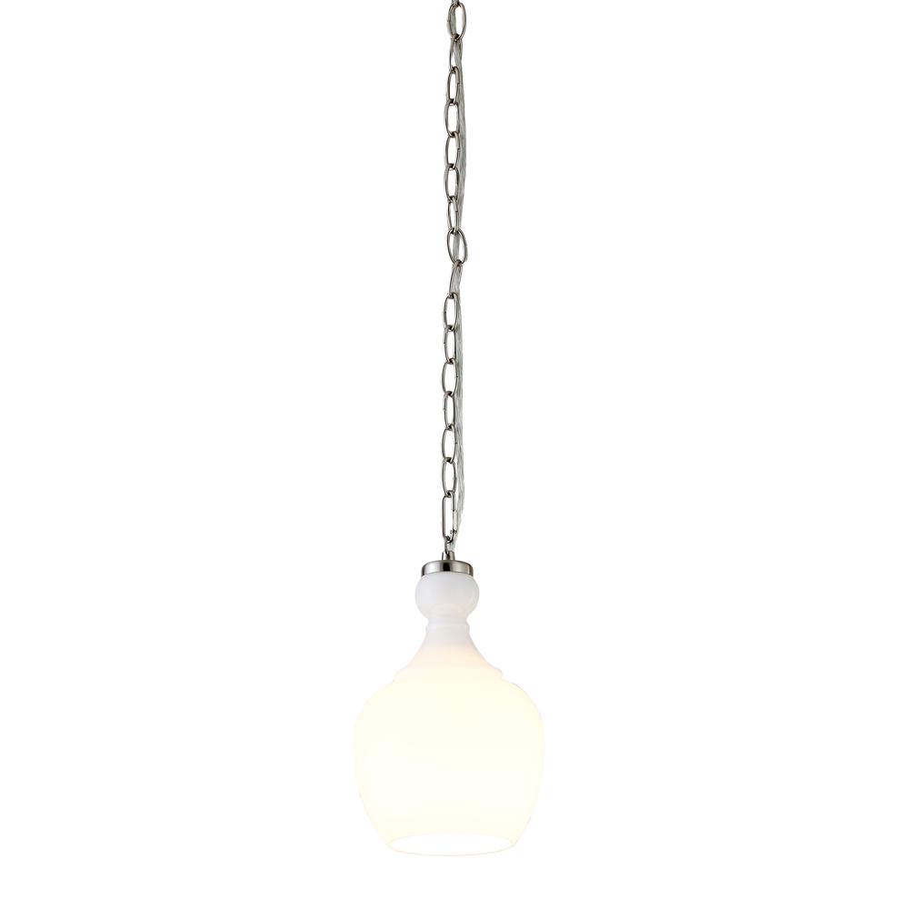 Verona 7" Wide Pendant with Glass Shade in Brushed Nickel/White Milk. Picture 3