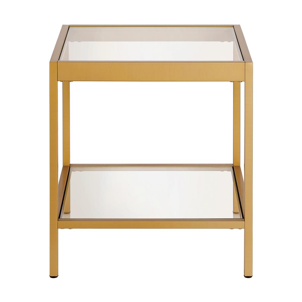 Alexis 20'' Wide Square Side Table in Brass. Picture 3