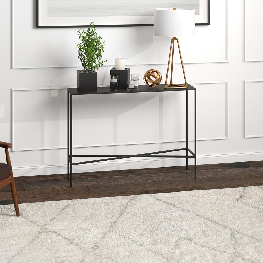 Henley 42'' Wide Rectangular Console Table with Metal Top in Blackened Bronze. Picture 4