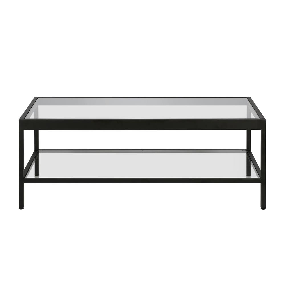 Alexis 45'' Wide Rectangular Coffee Table in Blackened Bronze. Picture 3