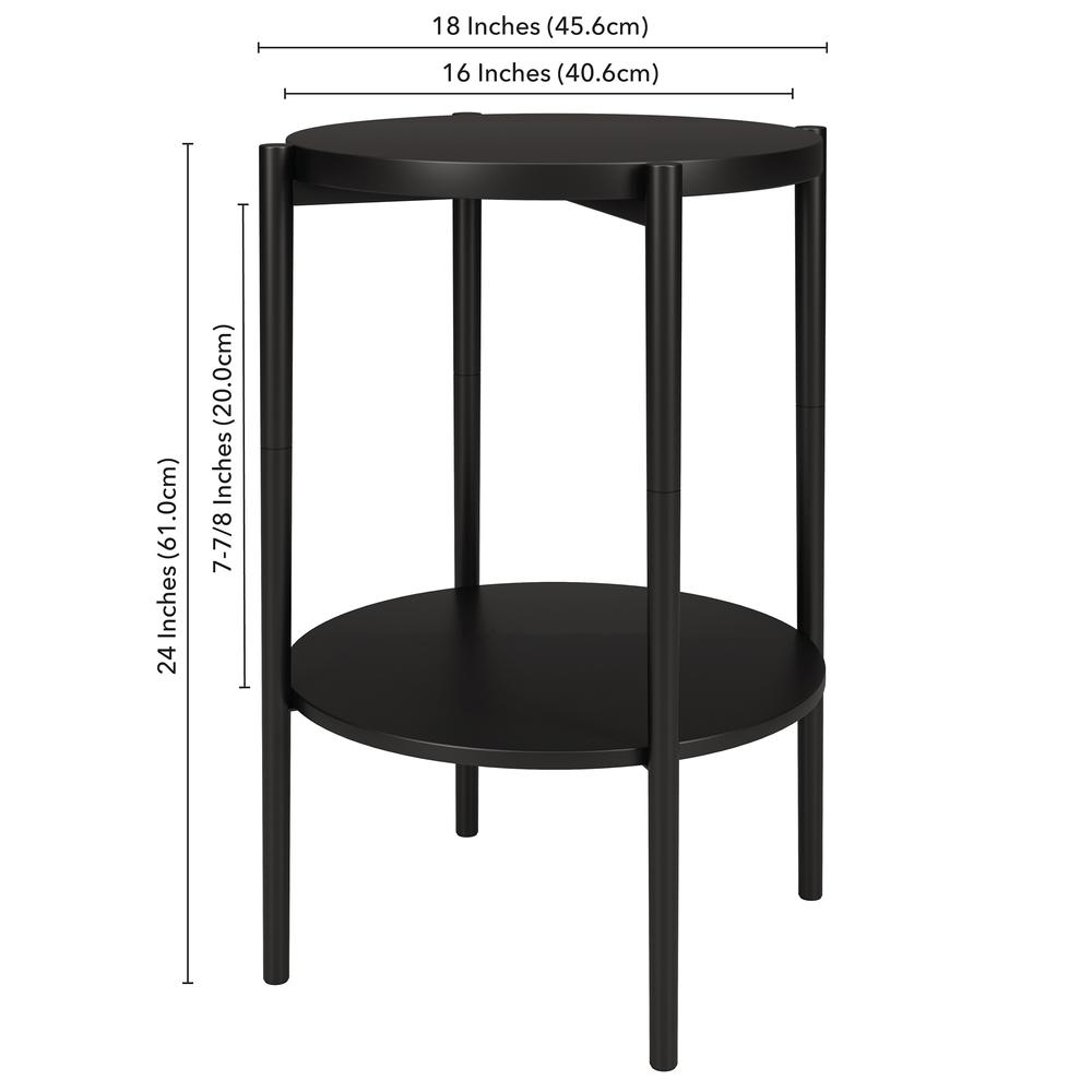 Wayne 18'' Wide Round Side Table with Metal Shelf in Blackened Bronze. Picture 4