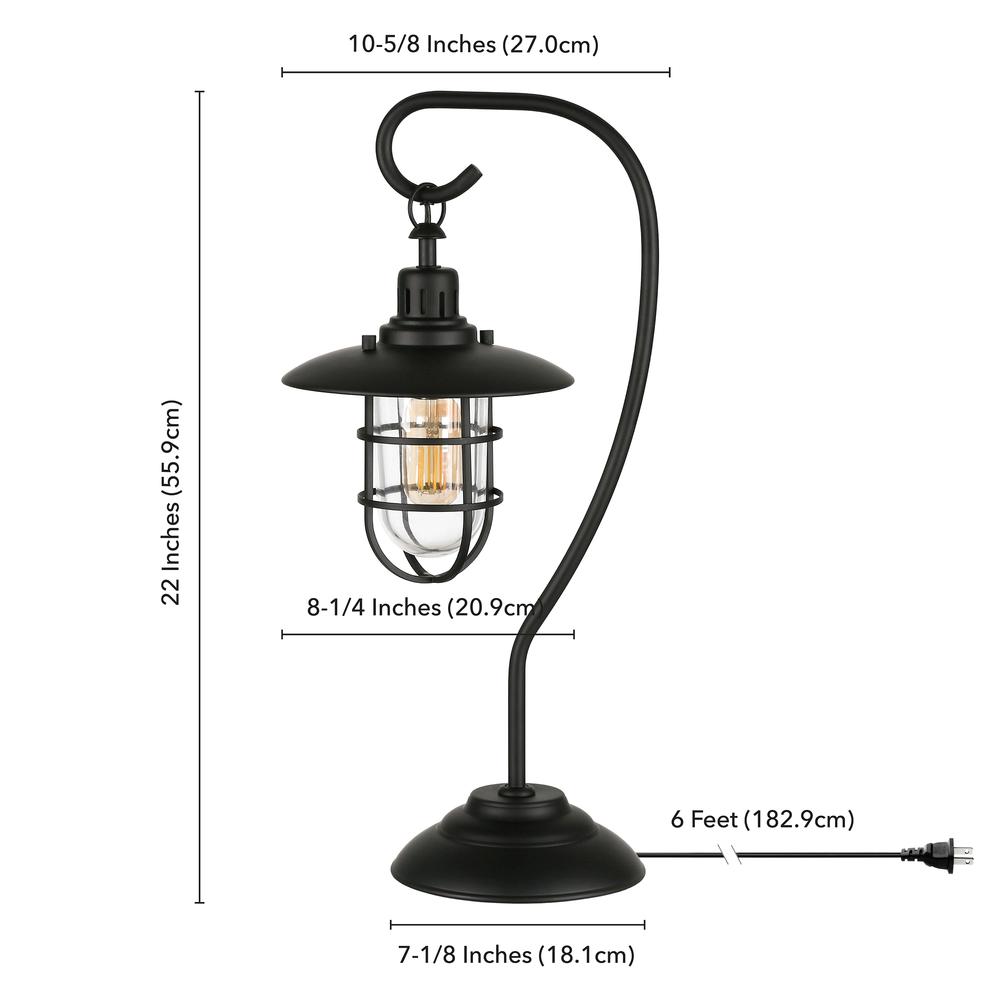 Bay 22" Tall Nautical Table Lamp with Glass/Metal Shade in Blackened Bronze/Clear. Picture 5