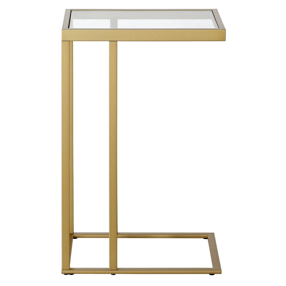 Alexis 16'' Wide Rectangular Side Table in Brass. Picture 3