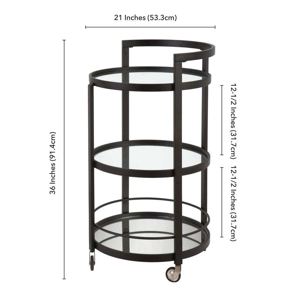 Hause 21'' Wide Round Bar Cart in Blackened Bronze. Picture 6
