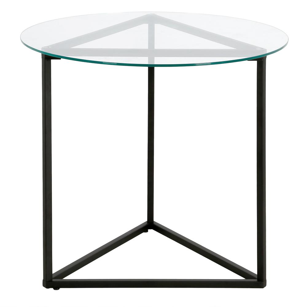 Jenson 24" Wide Round Side Table in Blackened Bronze. Picture 3