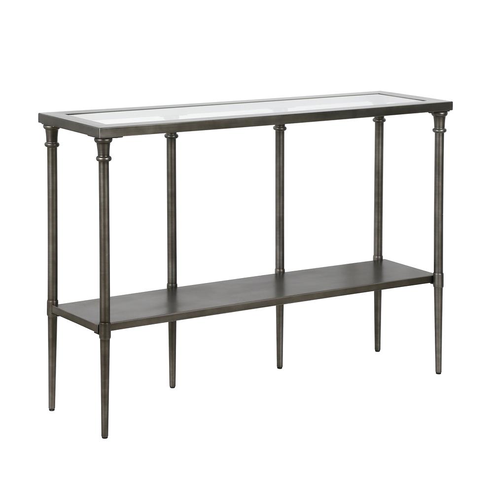 Dafna 45'' Wide Rectangular Console Table in Aged Steel. Picture 1