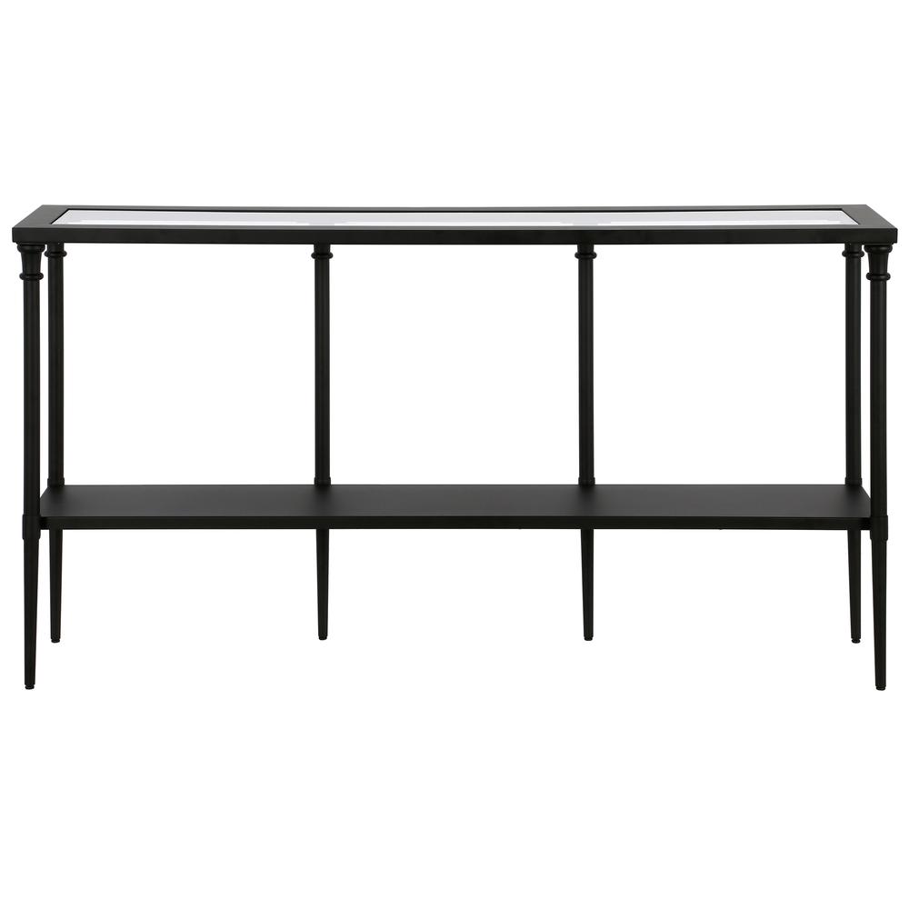 Nellie 55'' Wide Rectangular Console Table with Metal Shelf in Blackened Bronze. Picture 4