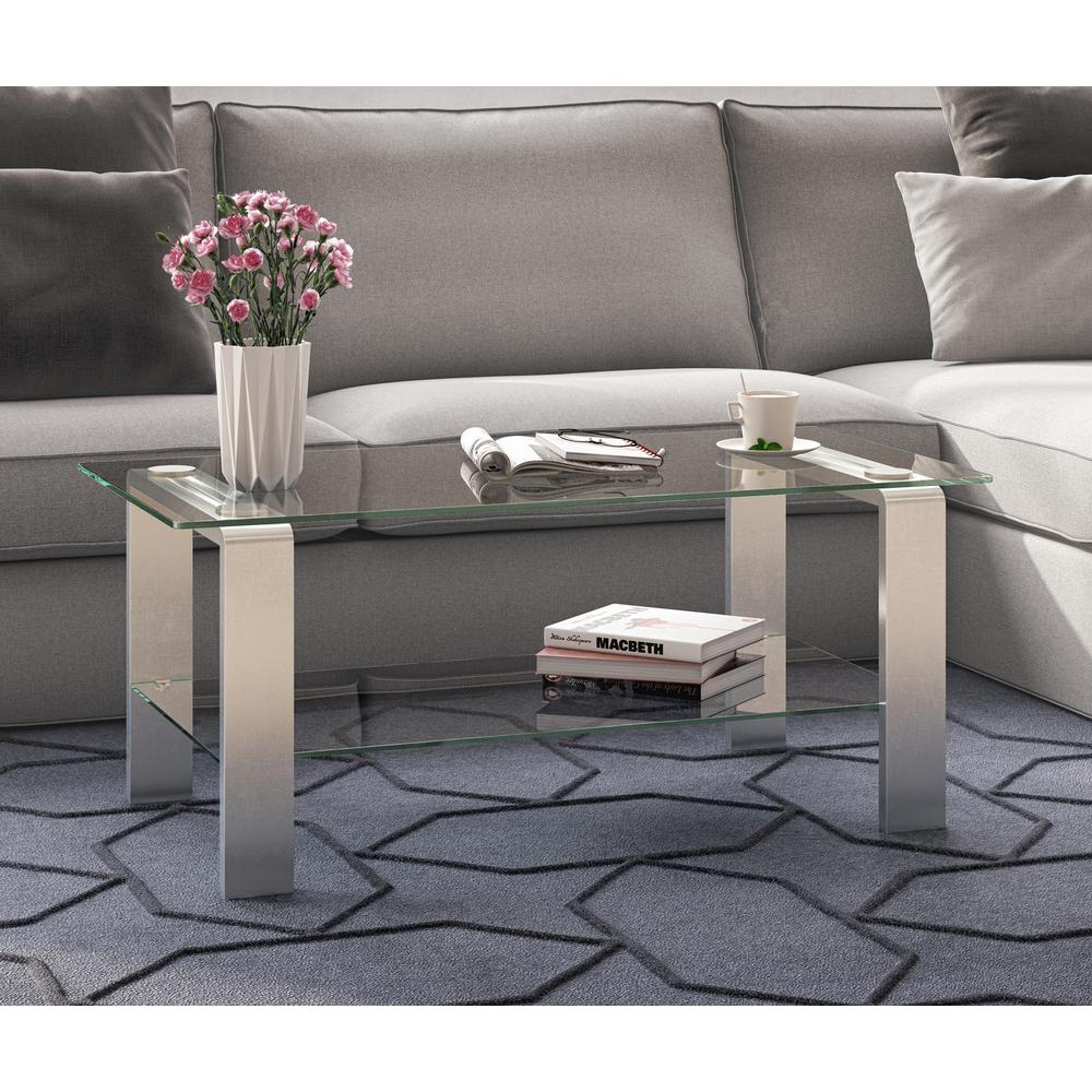 Asta 40'' Wide Rectangular Coffee Table in Nickel. Picture 2