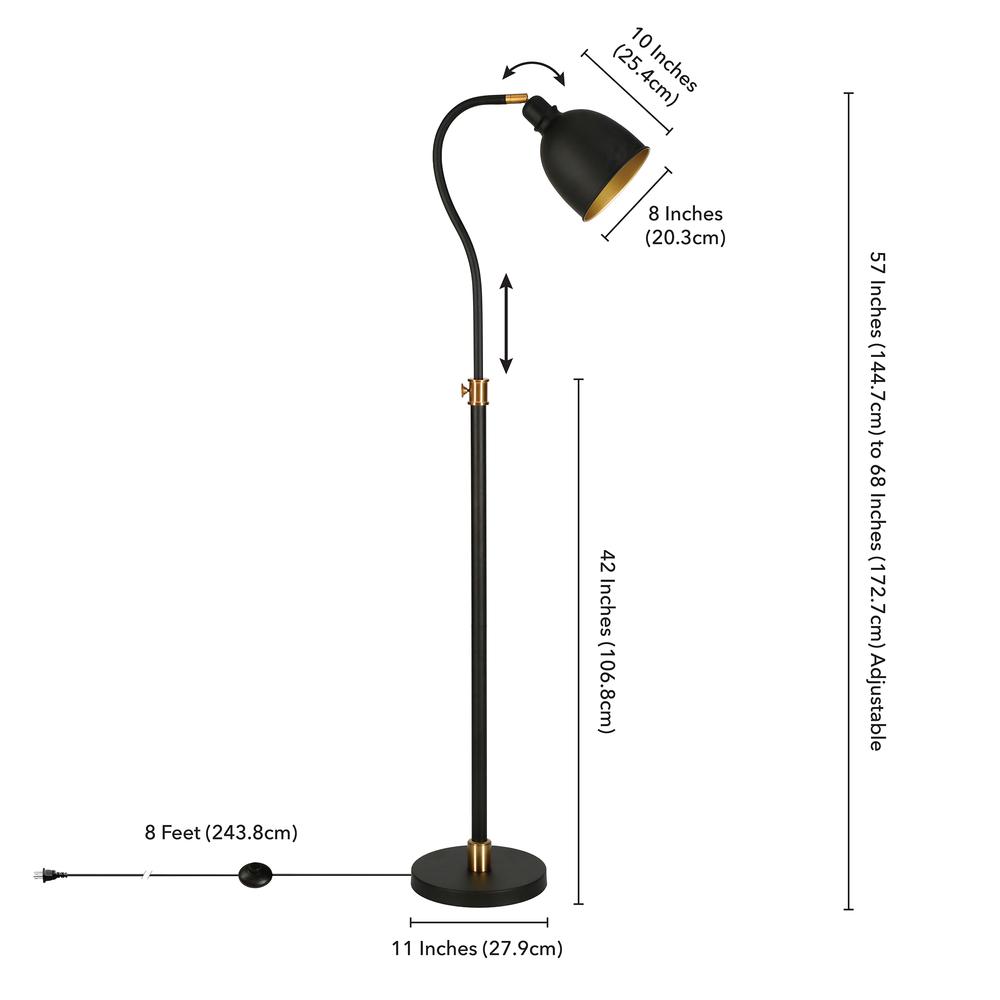 Vincent Adjustable/Arc Floor Lamp with Metal Shade in Blackened Bronze/Blackened Bronze. Picture 5