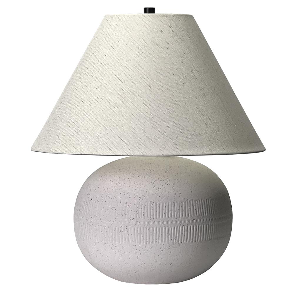 Willa 18" Tall Textured Ceramic Table Lamp with Fabric Shade in Cream/White. Picture 1