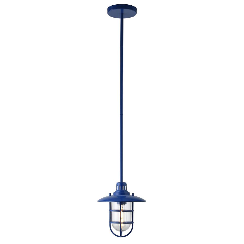 Bay 8.25" Wide Lantern Pendant with Glass/Metal Shade in Blue/Clear. Picture 3