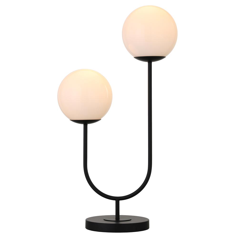 Dufrene 2-Light Table Lamp with Glass Shades in Blackened Bronze/White Milk. Picture 3
