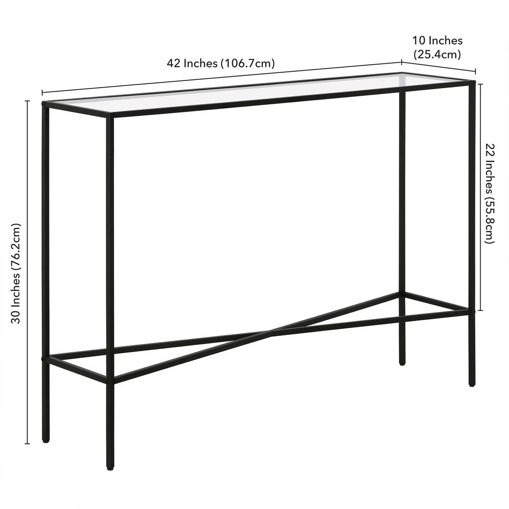 Henley 42'' Wide Rectangular Console Table with Glass Top in Blackened Bronze. Picture 5
