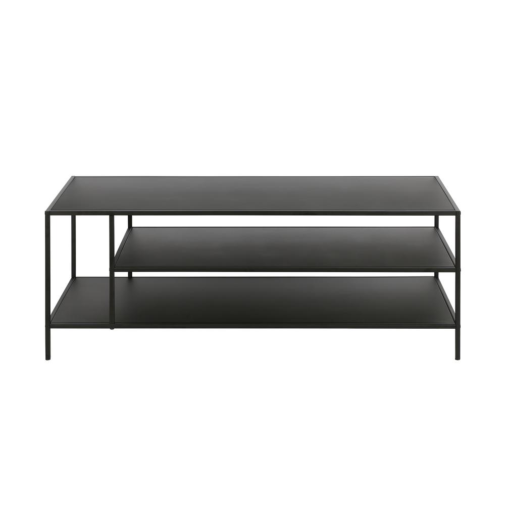 Winthrop 46'' Wide Rectangular Coffee Table with Metal Top in Blackened Bronze. Picture 3