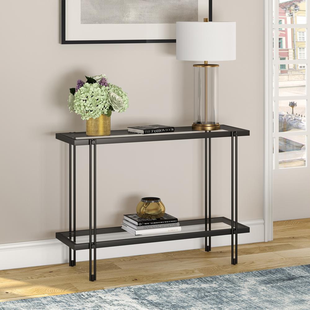 Inez 42'' Wide Rectangular Console Table in Blackened Bronze. Picture 3