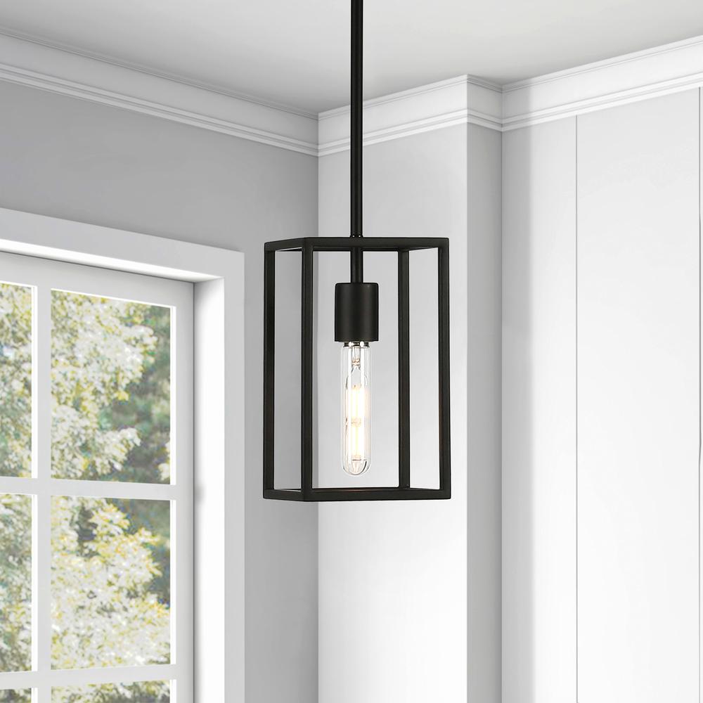 Cuadro 6" Wide Open-Framed Pendant in Blackened Bronze/No Shade. Picture 4