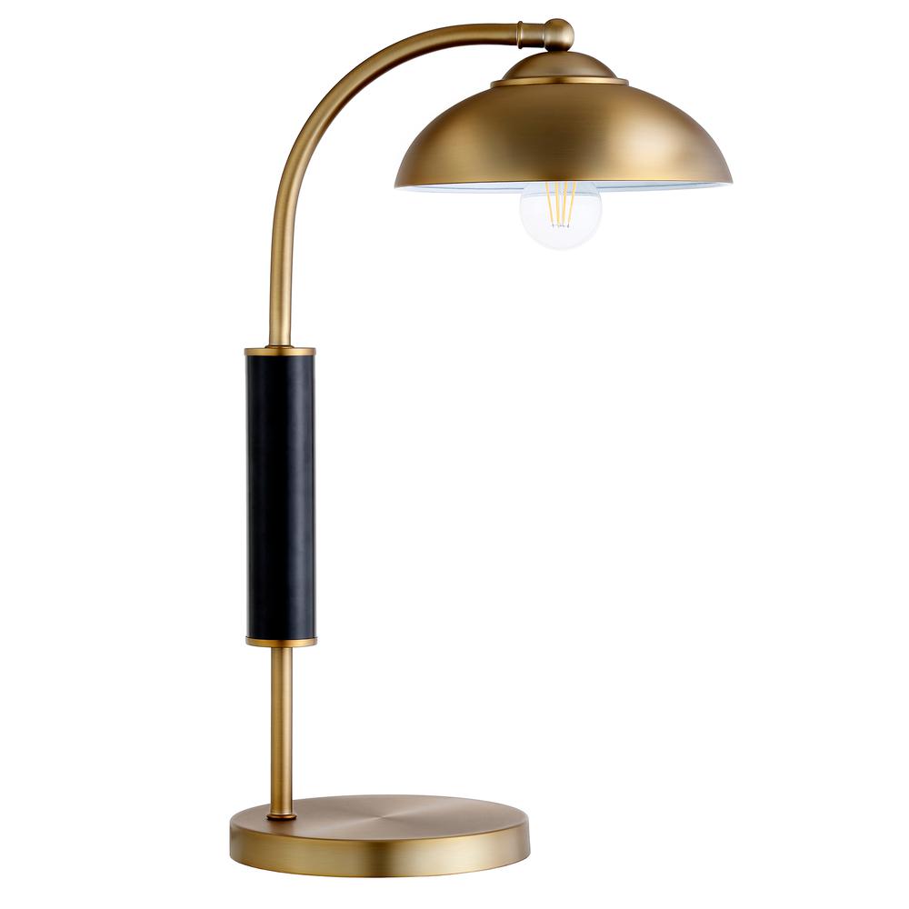 Denton 24" Tall Two-Tone Table Lamp with Metal Shade in Brass/Matte Black/Brass. Picture 1
