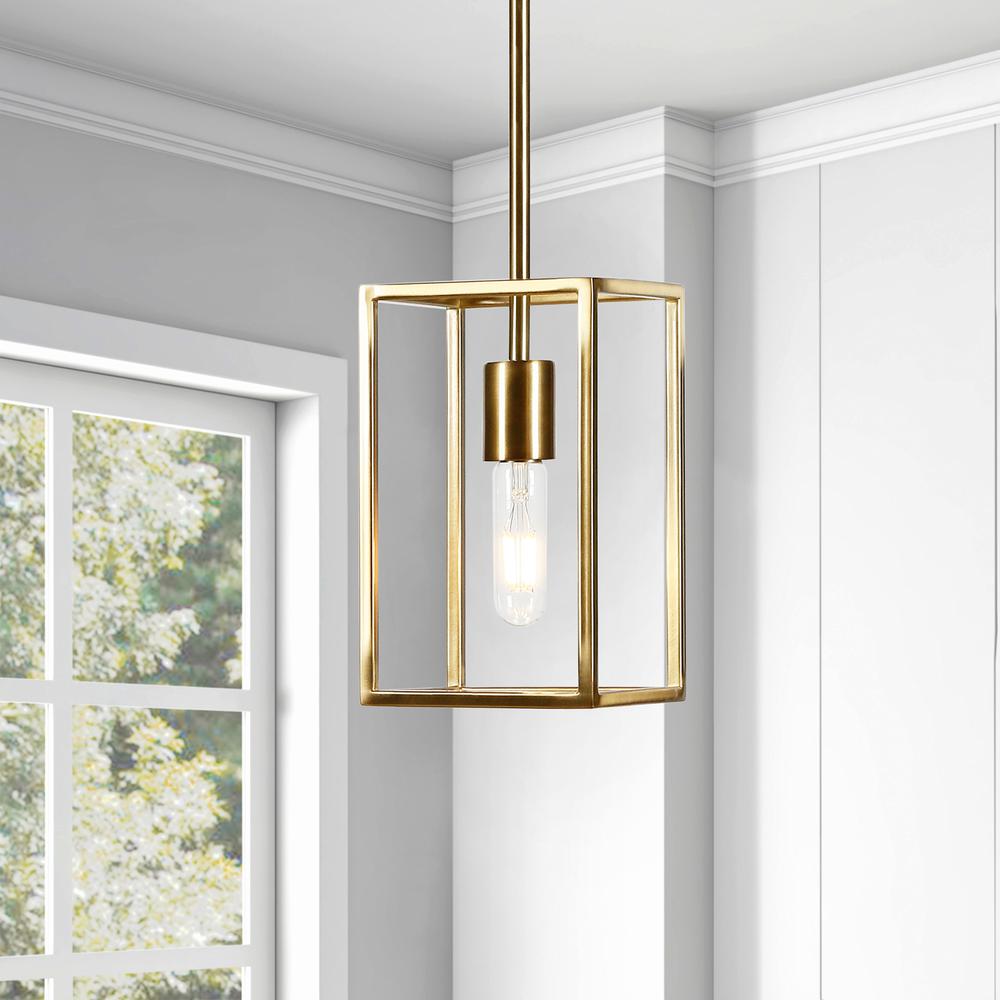 Cuadro 6" Wide Open-Framed Pendant in Brass/No Shade. Picture 2