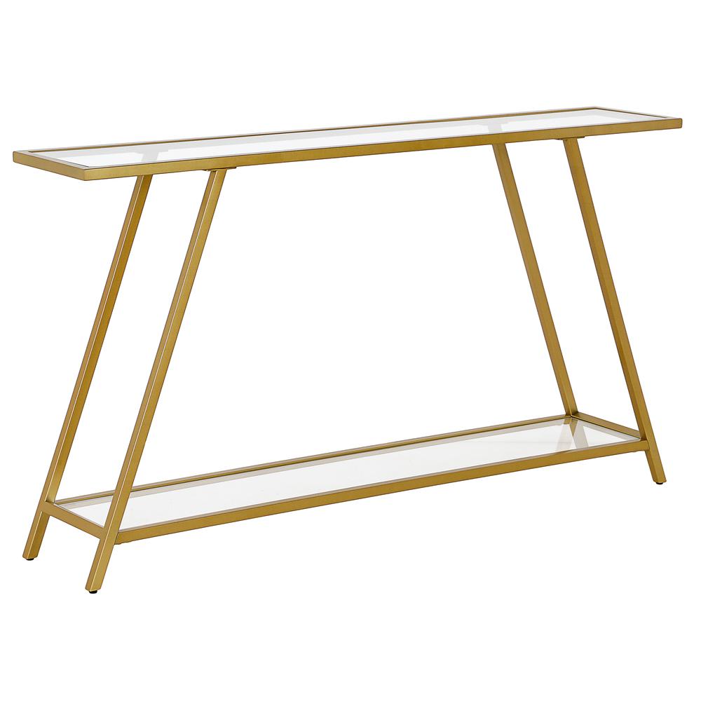 Yair 52'' Wide Rectangular Console Table in Brass. Picture 1