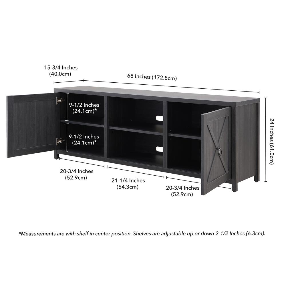 Granger Rectangular TV Stand for TV's up to 80" in Charcoal Gray. Picture 5