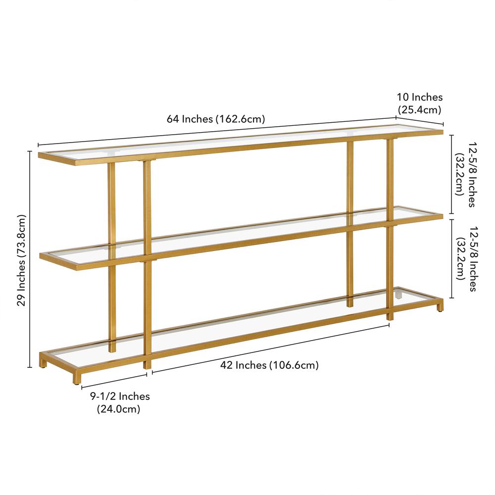 Greenwich 64'' Wide Rectangular Console Table in Brass. Picture 5