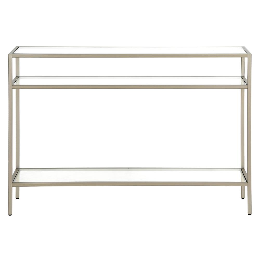 Siviline 42'' Wide Rectangular Console Table in Satin Nickel. Picture 3