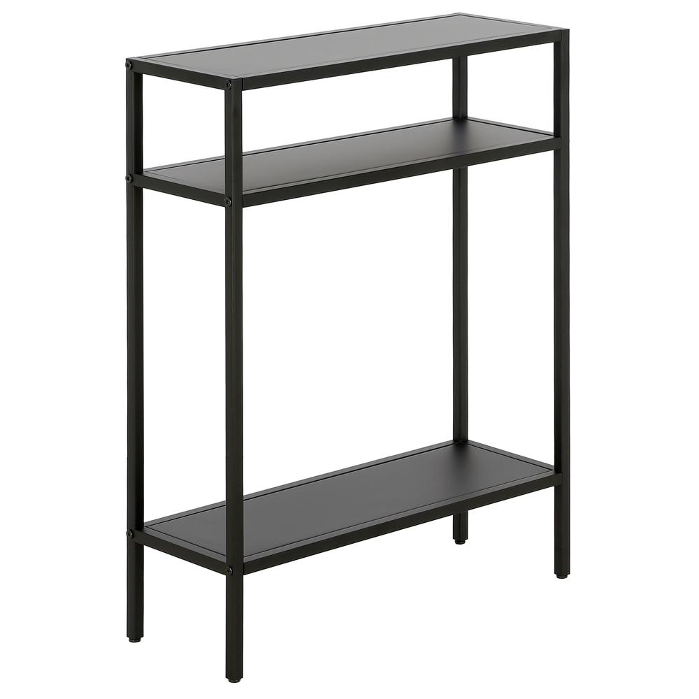 Ricardo 22'' Wide Rectangular Console Table with Metal Shelves in Blackened Bronze. Picture 1