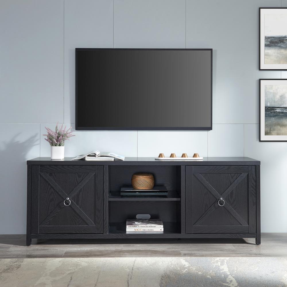 Granger Rectangular TV Stand for TV's up to 80" in Black Grain. Picture 4