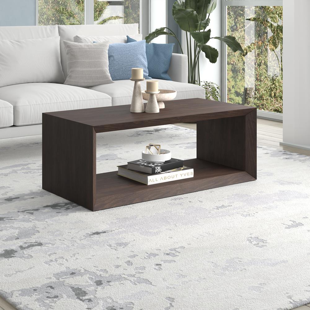 Osmond 48" Wide Rectangular Coffee Table in Alder Brown. Picture 4
