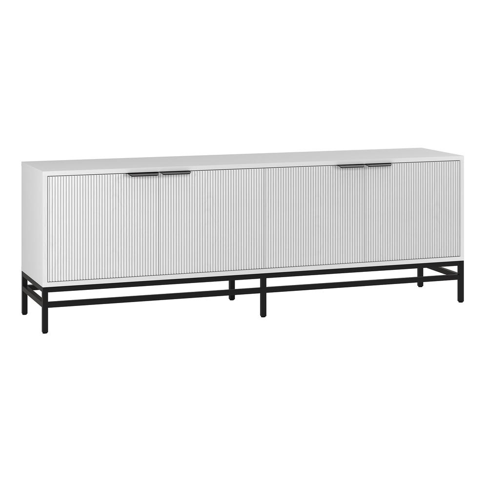 Montello Rectangular TV Stand for TV's up to 78" in White. Picture 1