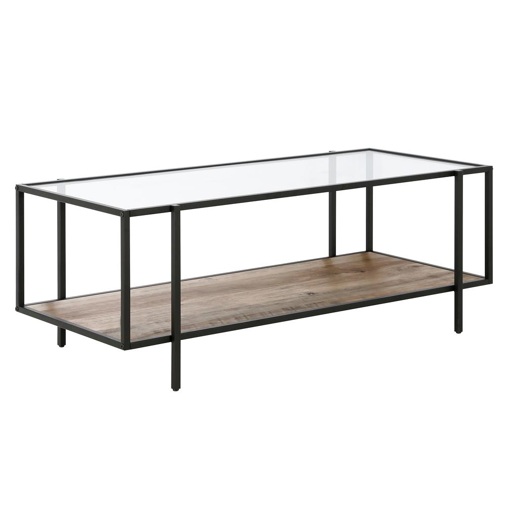 Vireo 45'' Wide Rectangular Coffee Table with MDF Shelf in Blackened Bronze/Gray Oak. Picture 1
