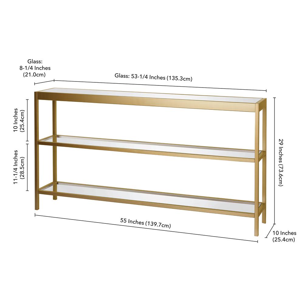 Alexis 55'' Wide Rectangular Console Table in Brass. Picture 5