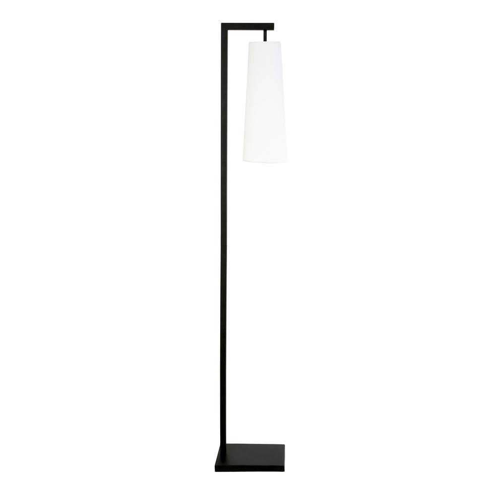 Moser 71" Tall Floor Lamp with Fabric Shade in Blackened Bronze/White. Picture 1