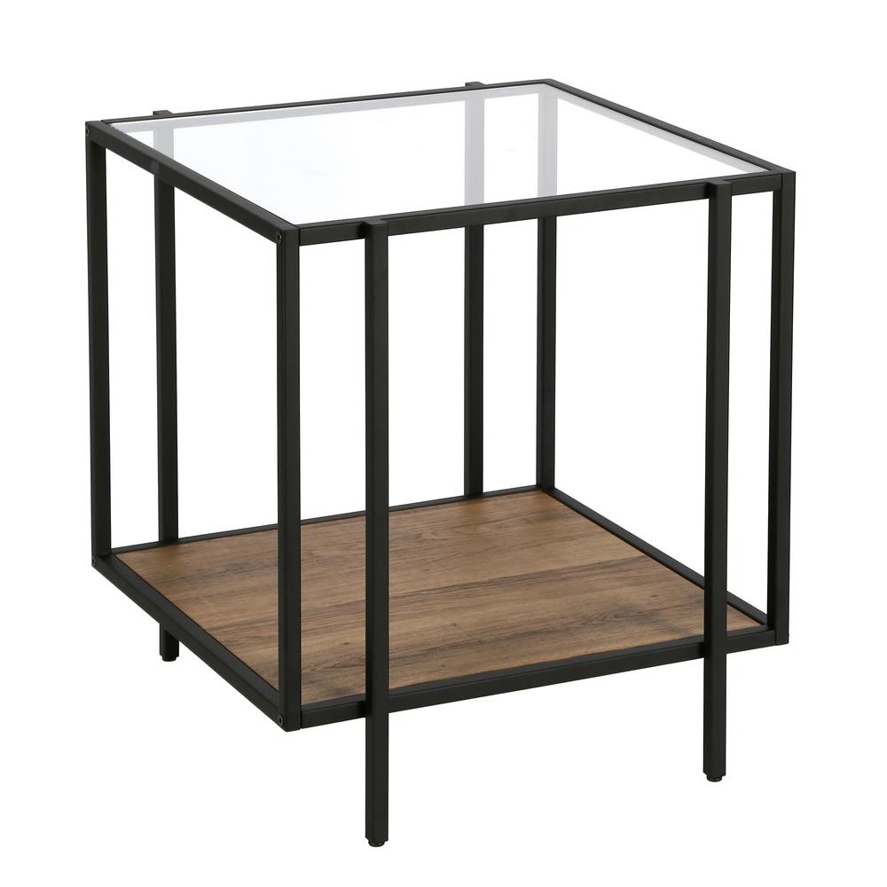 Vireo 20'' Wide Square Side Table with MDF Shelf in Blackened Bronze/Rustic Oak. Picture 1