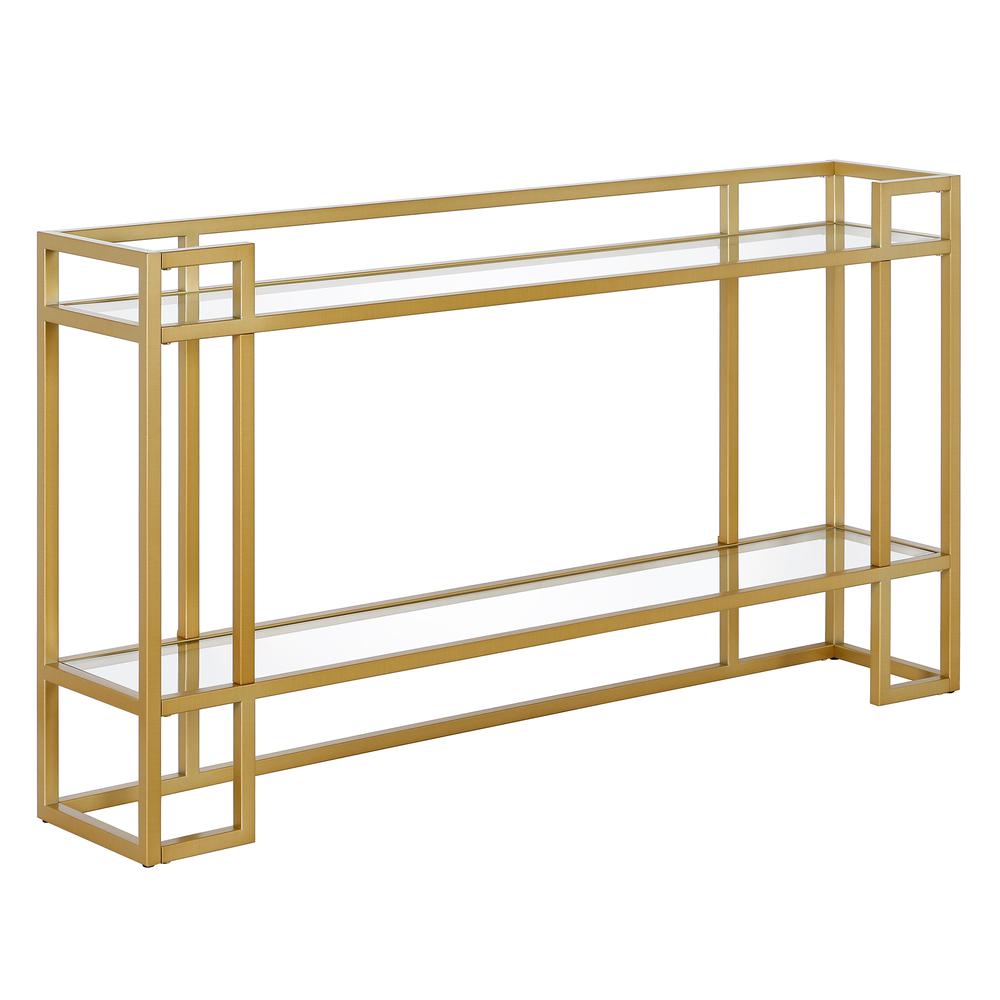 Uriel 52'' Wide Rectangular Console Table in Brass. Picture 1
