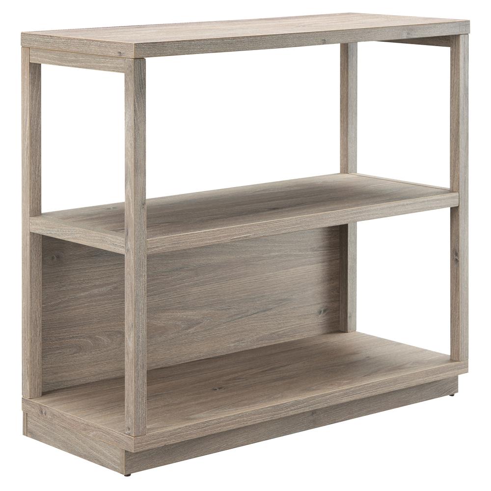 Thalia 33'' Tall Rectangular Bookcase in Antiqued Gray Oak. Picture 1