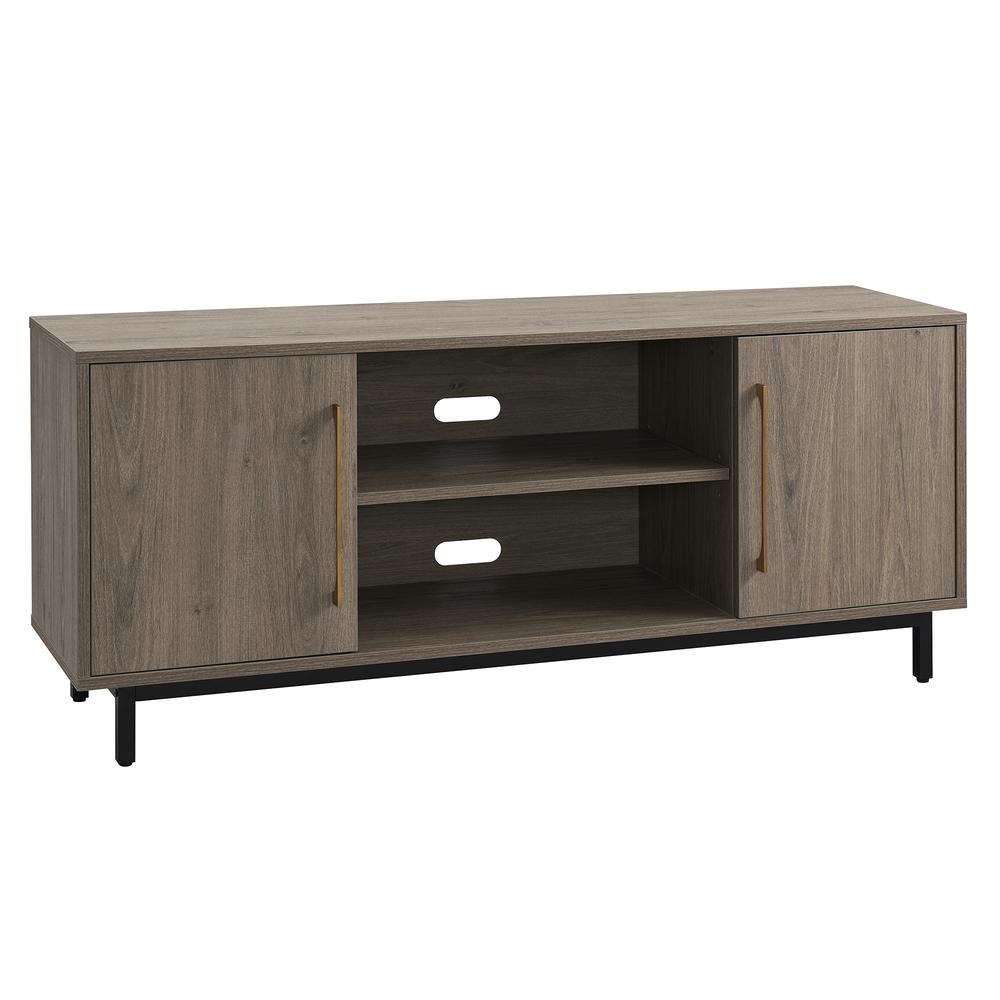 Julian Rectangular TV Stand for TV's up to 65" in Antiqued Gray Oak. Picture 1