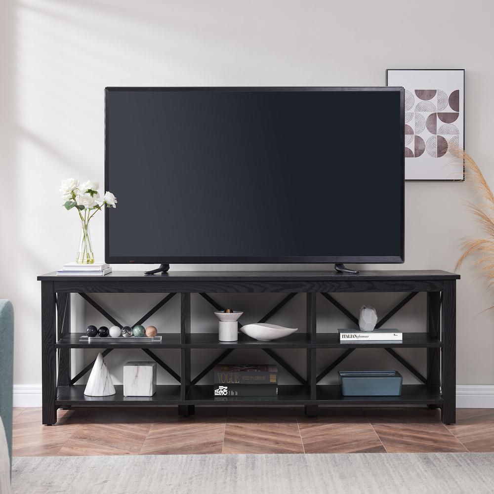 Sawyer Rectangular TV Stand for TV's up to 80" in Black. Picture 5