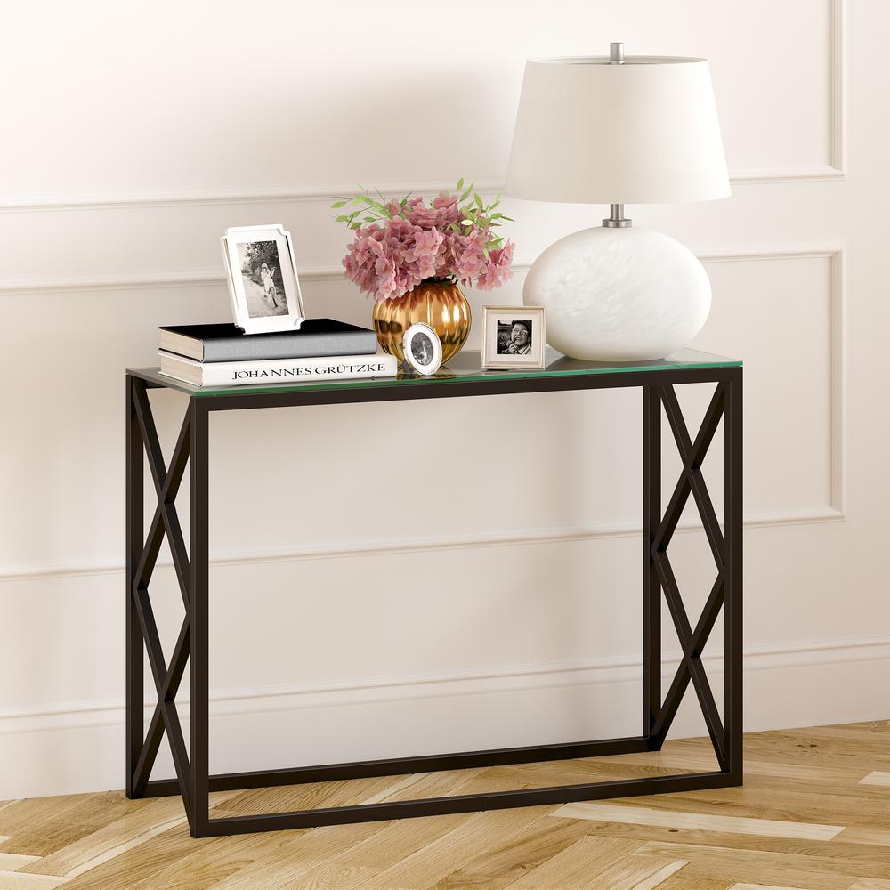 Dixon 42'' Wide Rectangular Console Table in Blackened Bronze. Picture 4