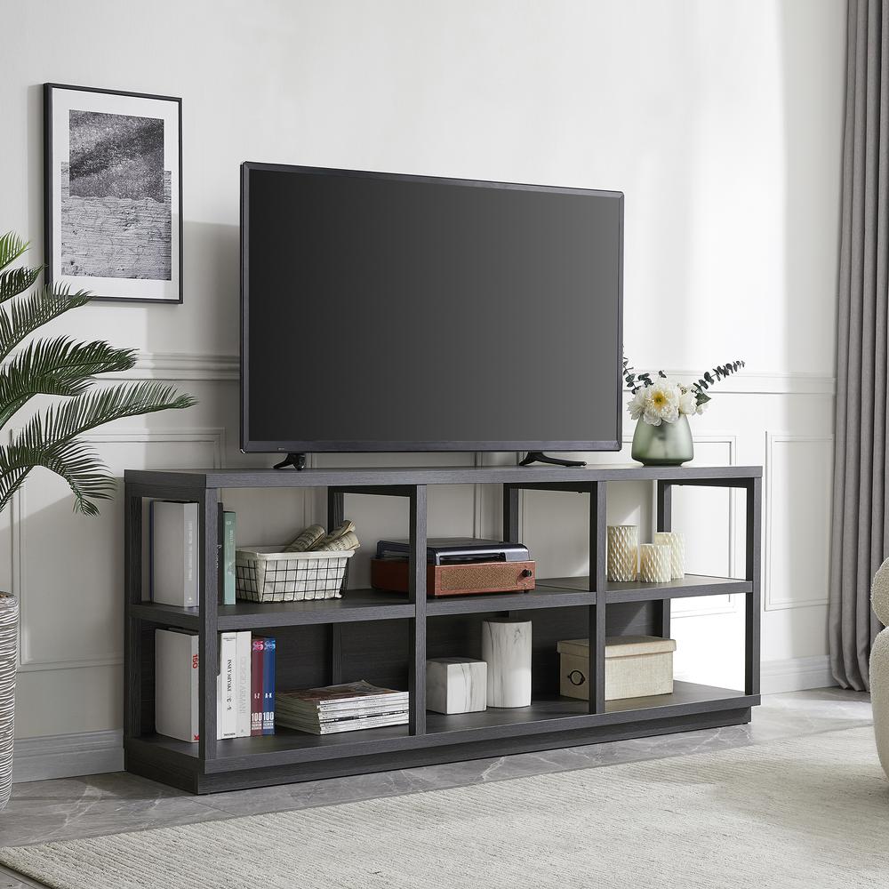 Thalia Rectangular TV Stand for TV's up to 80" in Charcoal Gray. Picture 2