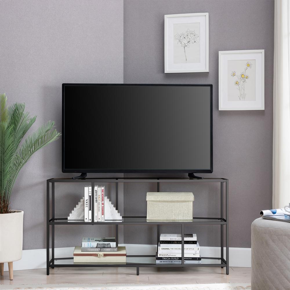 Clark Hexagonal TV Stand for TV's up to 55" in Blackened Bronze. Picture 4