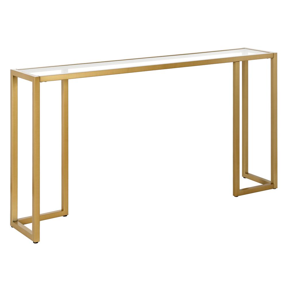 Oscar 55'' Wide Rectangular Console Table in Brass. Picture 1
