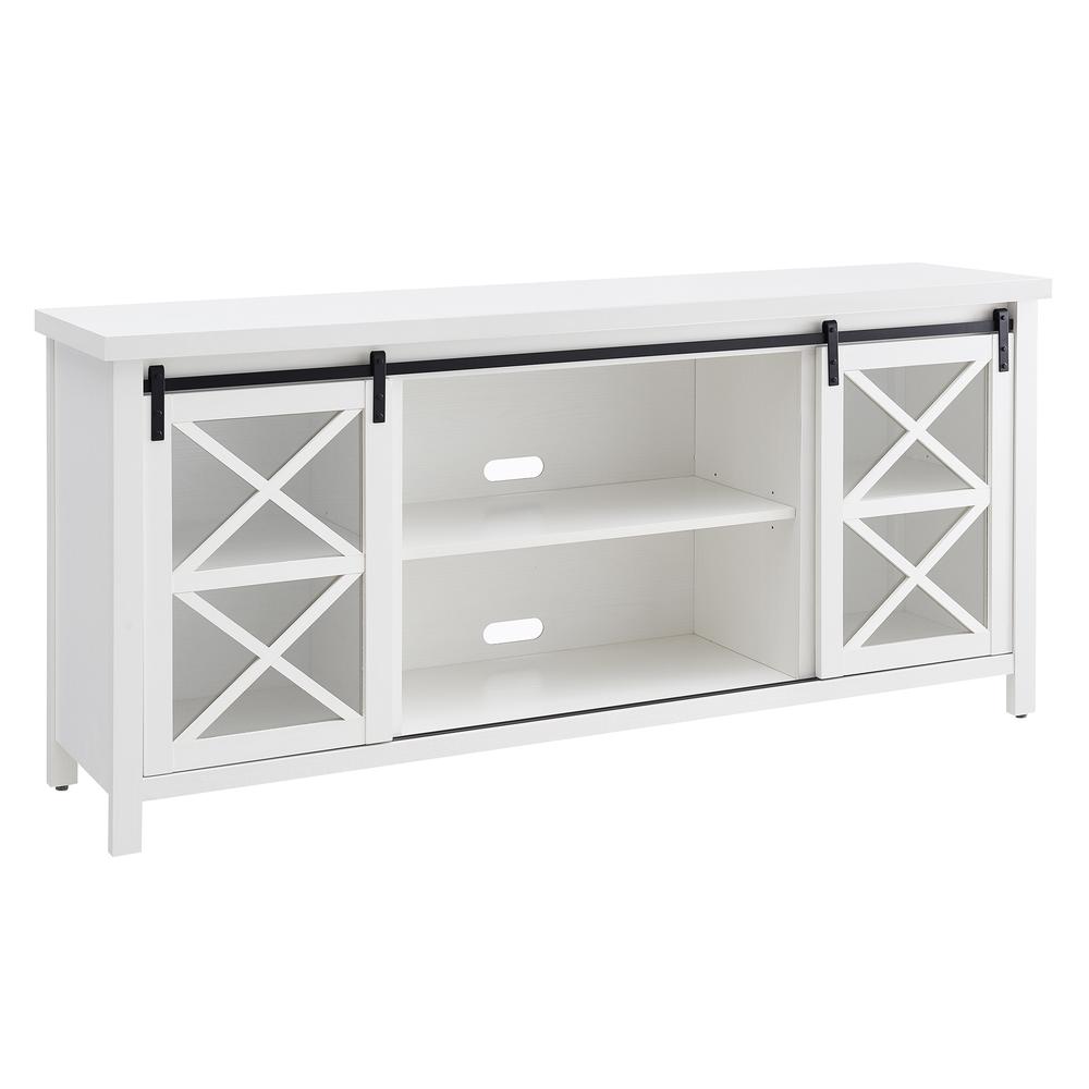 Clementine Rectangular TV Stand for TV's up to 80" in White. Picture 1