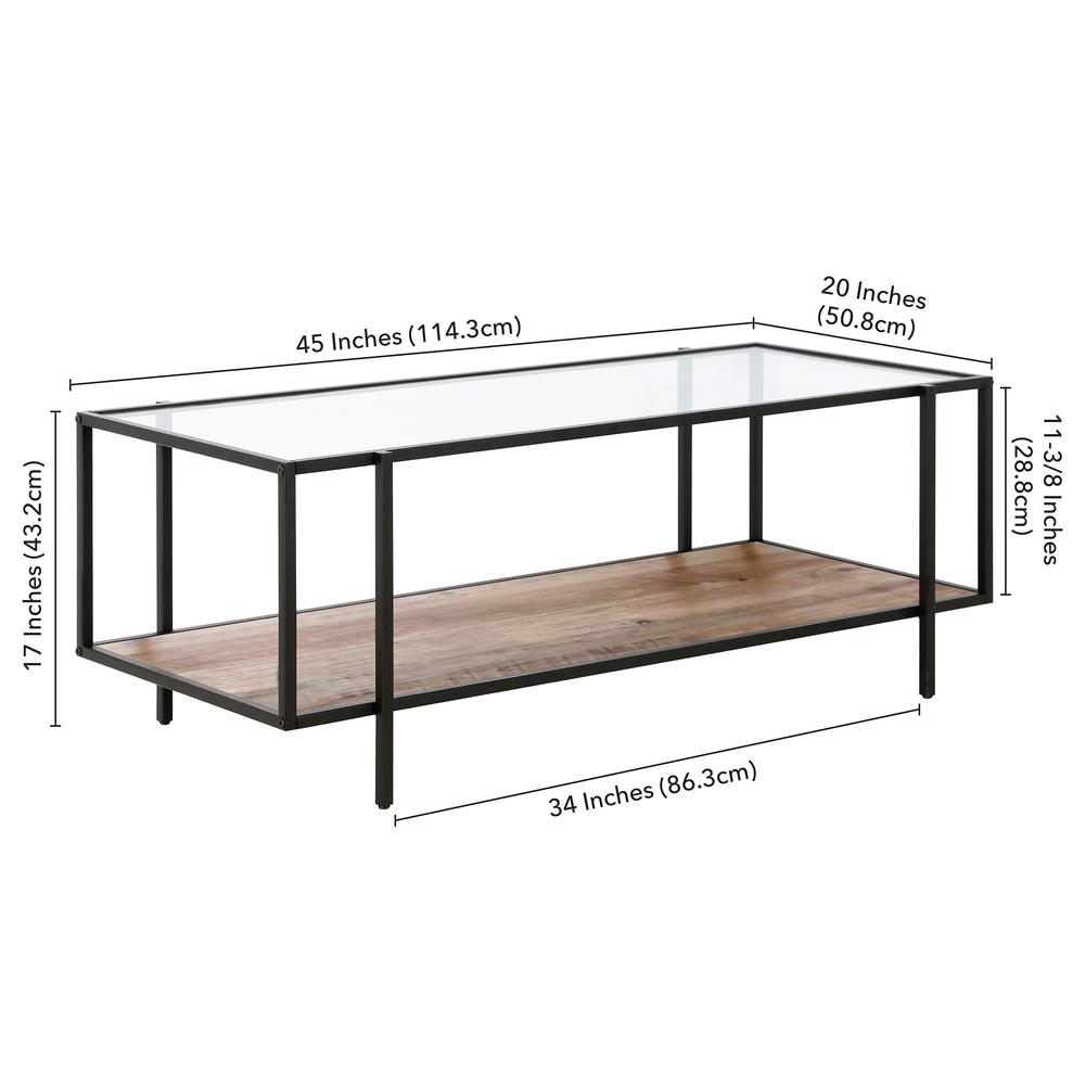 Vireo 45'' Wide Rectangular Coffee Table with MDF Shelf in Blackened Bronze/Gray Oak. Picture 5