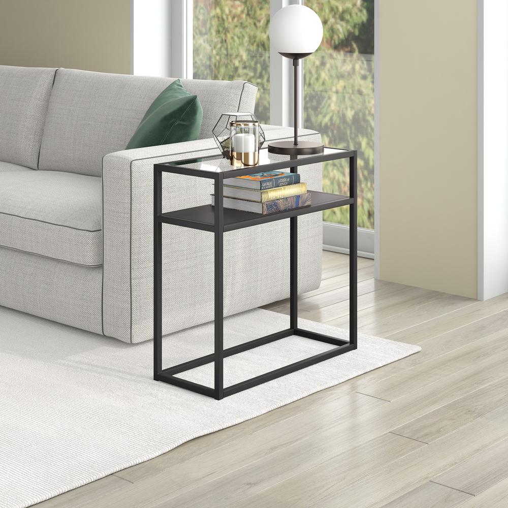 Ada 24'' Wide Rectangular Side Table in Blackened Bronze. Picture 2