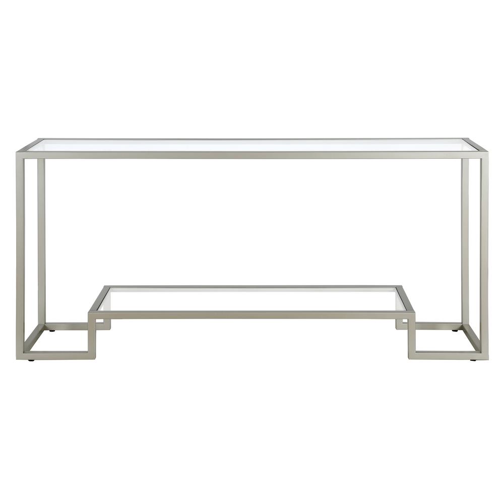 Athena 64'' Wide Rectangular Console Table in Satin Nickel. Picture 3