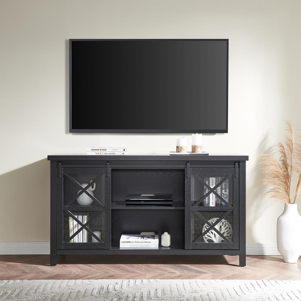 Clementine Rectangular TV Stand for TV's up to 65" in Black Grain. Picture 4