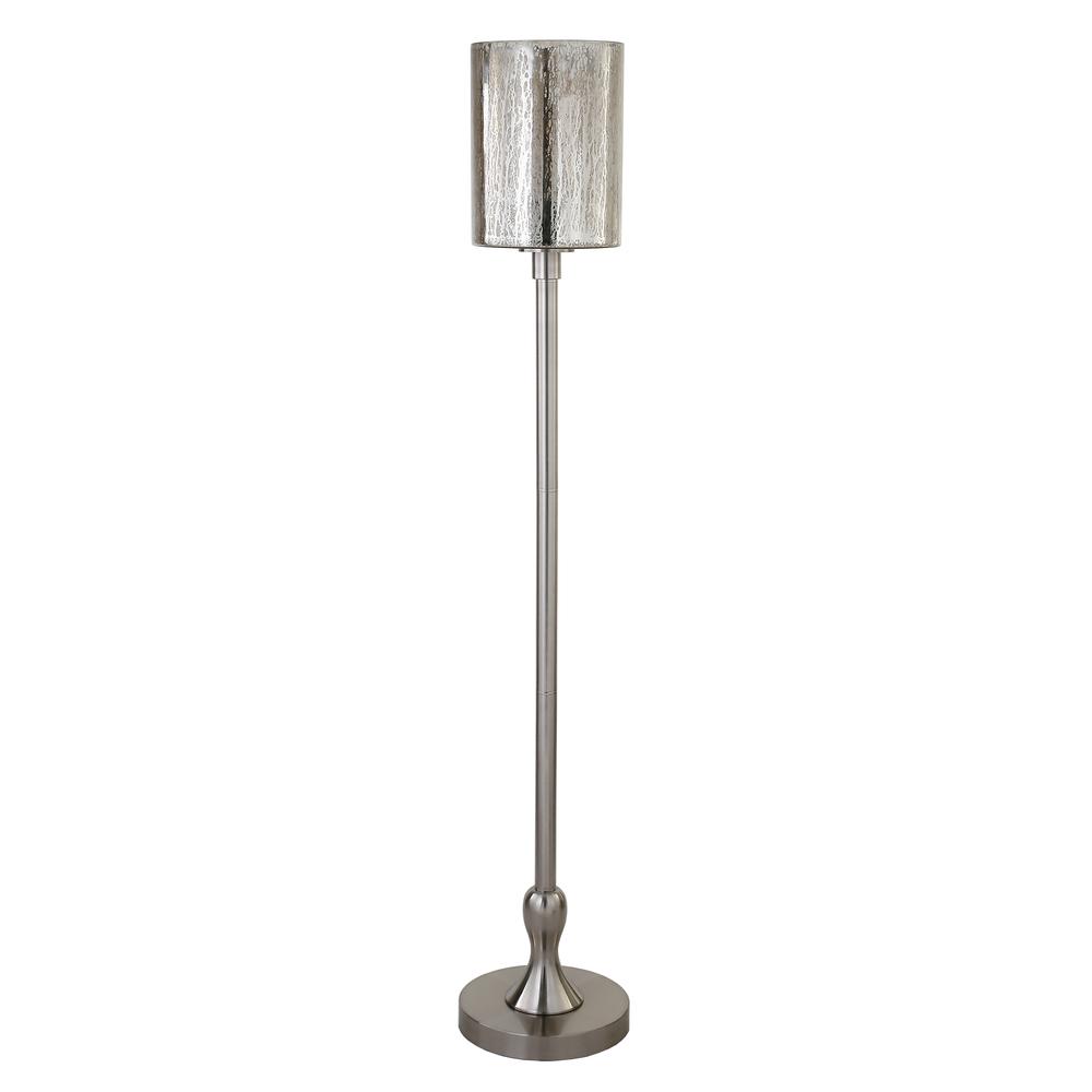 Numit 68.75" Tall Floor Lamp with Glass Shade in Brushed Nickel/Mercury Glass. Picture 1