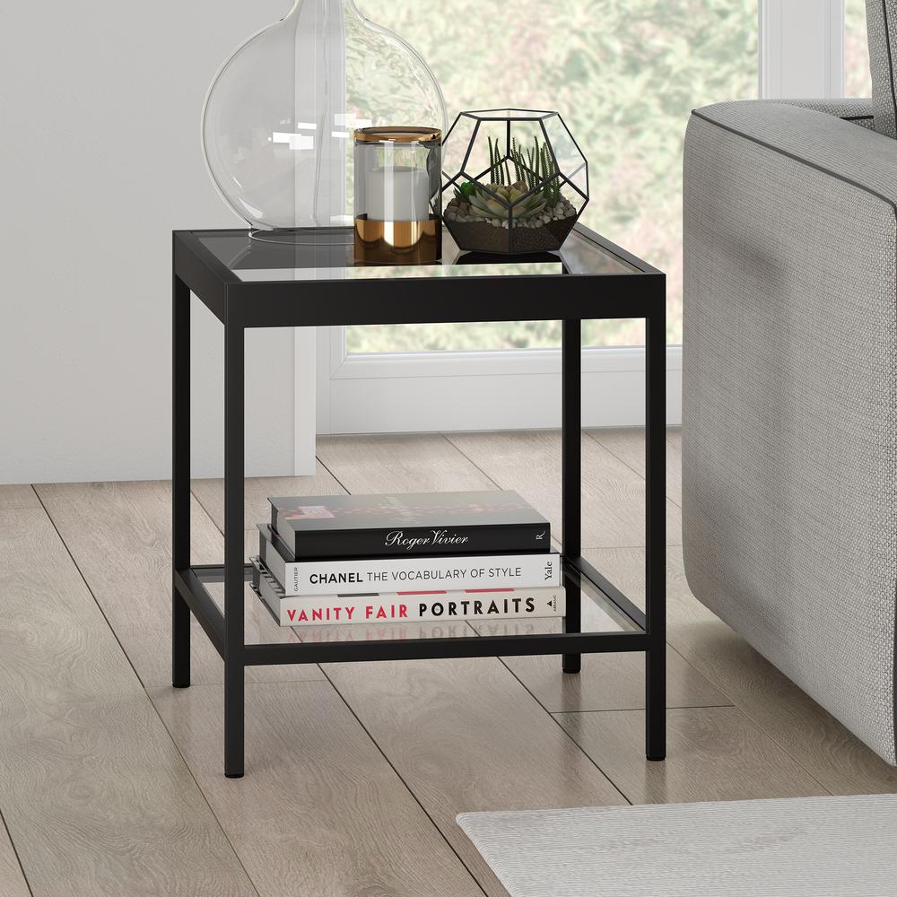 Alexis 20'' Wide Square Side Table in Blackened Bronze. Picture 2