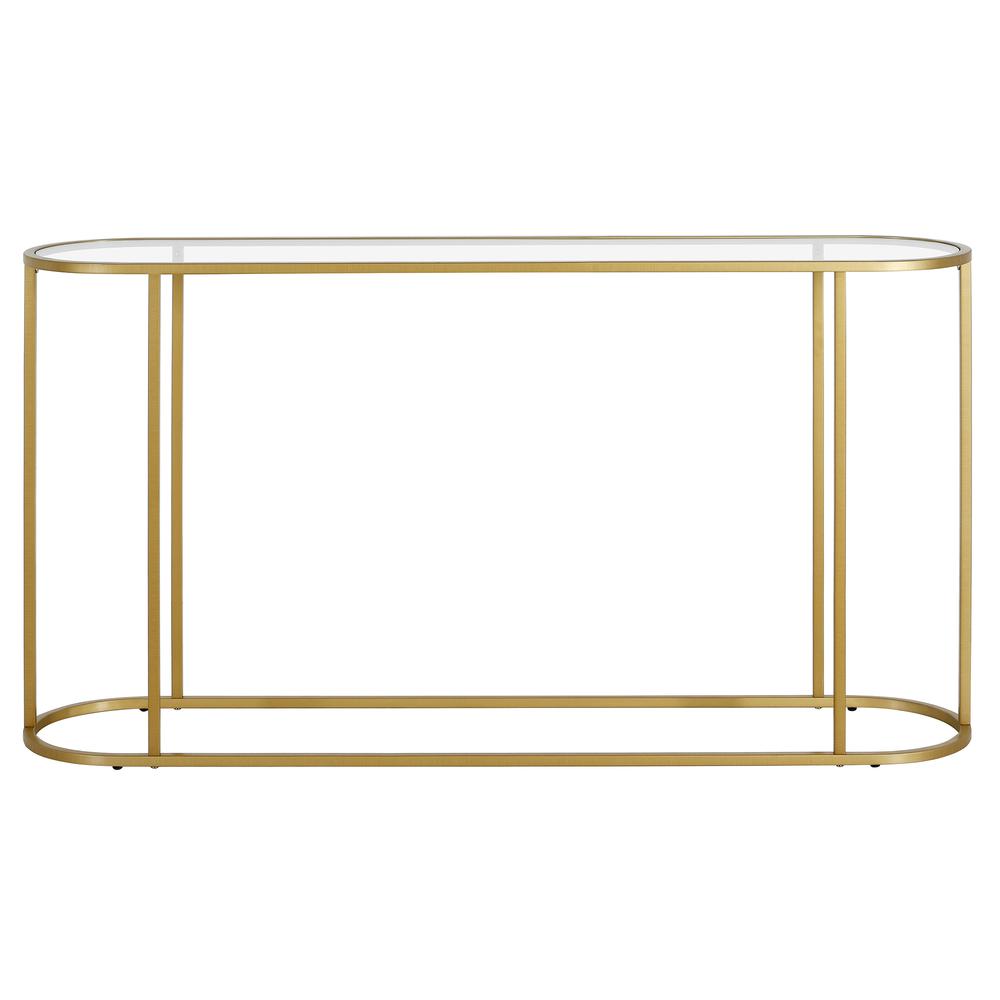 Erikson 54'' Wide Rectangular Console Table in Brass. Picture 3